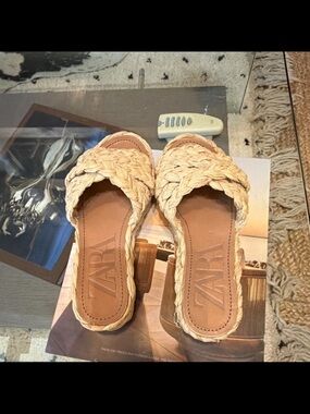 Zara Cream Braided Slide Mules - Women's